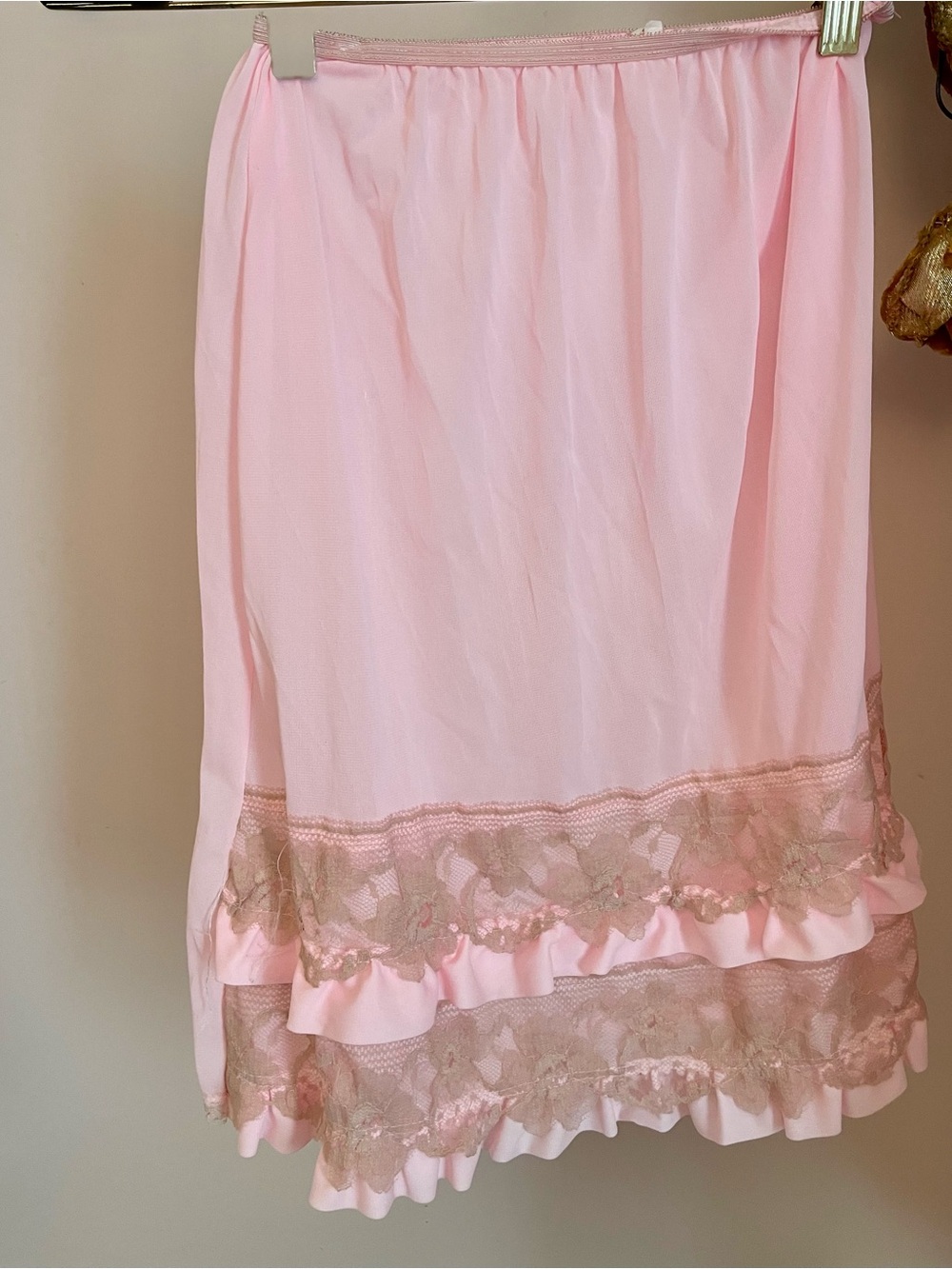 1960s  Pink Lace Trim Half Slip Bridal Trousseau - Picture 1 of 6